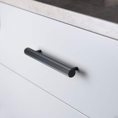 Puxador para móveis oblongo Smögen 160, metal, preto fosco