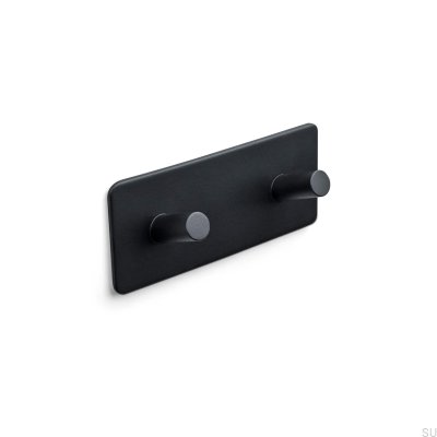Cabide de parede Nantes 120-2, metal, preto fosco