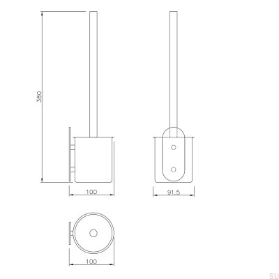 Escova sanitária de parede Tours Silver Brushed