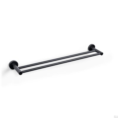 Toalheiro duplo Dijon em metal, preto mate