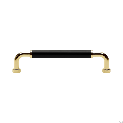 Puxador de móvel comprido Brohult M 128 Polido Ouro com Preto