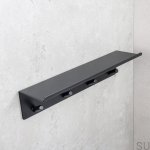 606065-41  Wieszak ścienny z półką Base Stalowy Czarny Mat