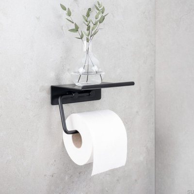 Base porta papel higiênico com prateleira, cromo polido