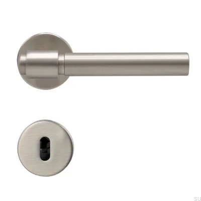 Maçaneta para portas Helix 200 em metal liso prateado
