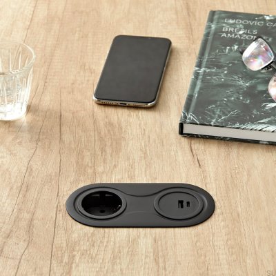 Tomada dupla com USB Infini Matte Black