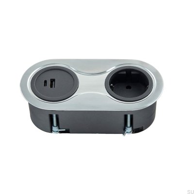 Tomada USB dupla escovada prata Infini