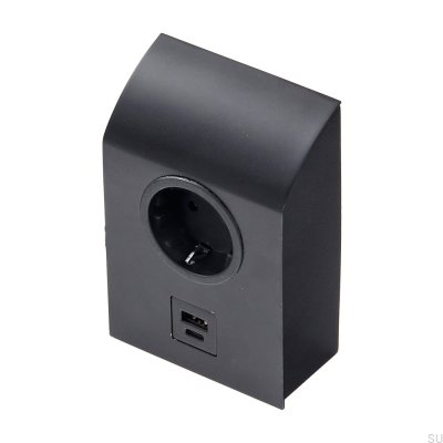 Tomada USB única Mini Born Preto Fosco