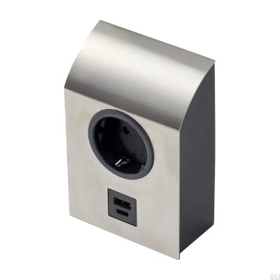 Tomada única com USB Mini Born Prata Escovado