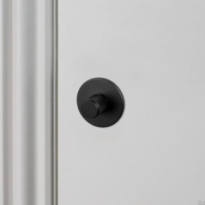 Fechadura com botão cruzado de 38 mm em aço preto, padrão europeu.