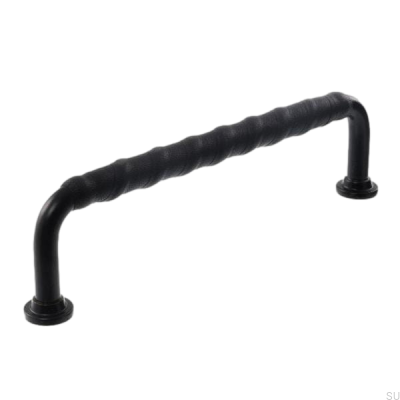 Puxador longitudinal para móvel LL 1353 96 Preto com couro preto