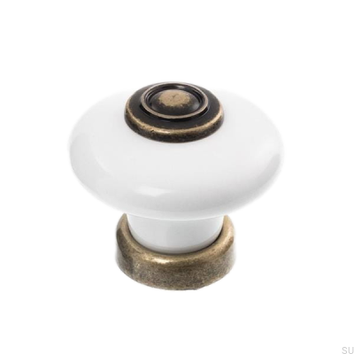 Botão para móveis 3851 Porcelana com bronze antigo