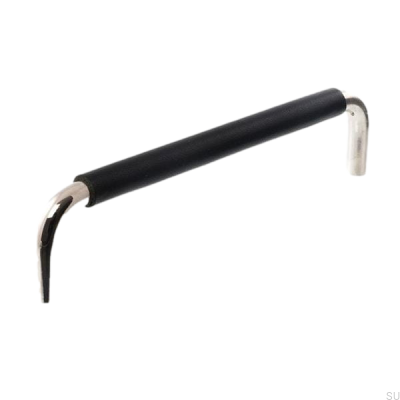 Puxador de móvel oblongo LS 7353 96 Níquel polido com couro preto