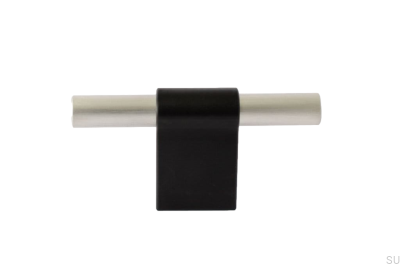 Botão para móveis T-Bar Line Mix 60 Metal preto com aço escovado