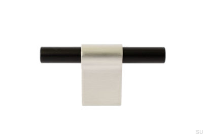 Botão para móveis T-Bar Line Mix 60 Aço escovado e preto