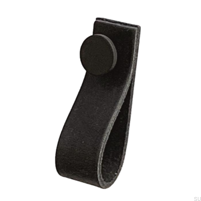 Puxador para móveis Loop 80 Couro Preto com Preto