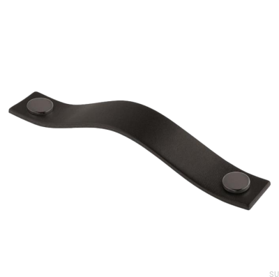  Puxador de móveis oblongo 0156L 128 Couro Preto com Preto