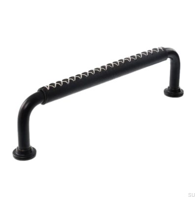 Puxador longitudinal para móvel LX 1353 96 Preto com Couro Preto