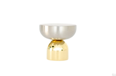 Puxador para móvel Kokeshi Mix 3032, latão polido, sem verniz, com aço escovado