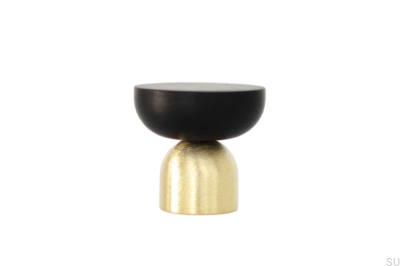 Botão para móveis Kokeshi Mix 3032 em latão escovado sem pintura com alumínio preto