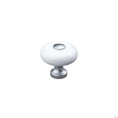 Puxador para móveis Tods 30 Porcelana Branco com Prata