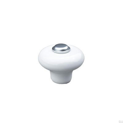 Puxador para móveis Verna 2024 36, Porcelana, Branco e Prata