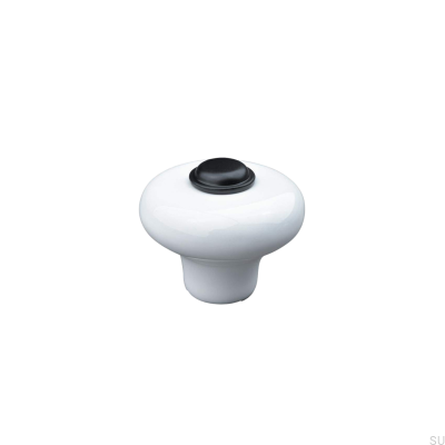 Puxador para móveis Verna 2024 36, Porcelana, Branco e Preto