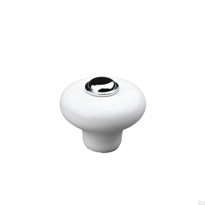 Puxador para móvel Verna 2024 36, porcelana branca com cromo polido