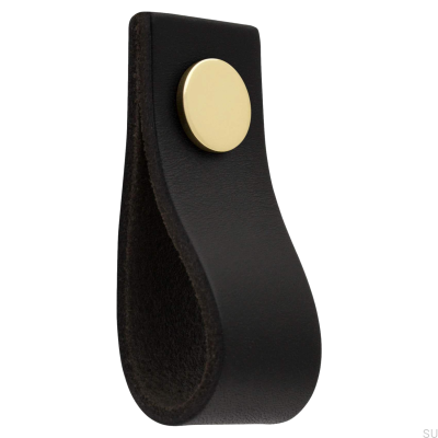 Botão para móveis de couro Loop Ari, preto e dourado