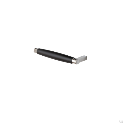 Puxador para móveis oblongo Hjo 128, metal preto mate com cromo