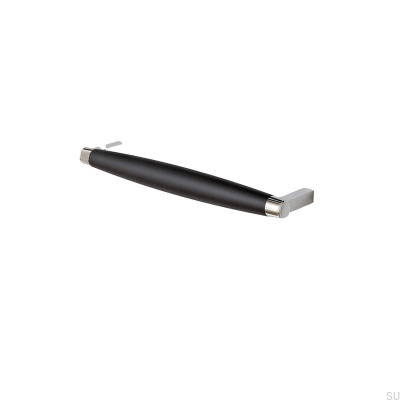Puxador para móveis oblongo Hjo 192, metal preto mate com cromo