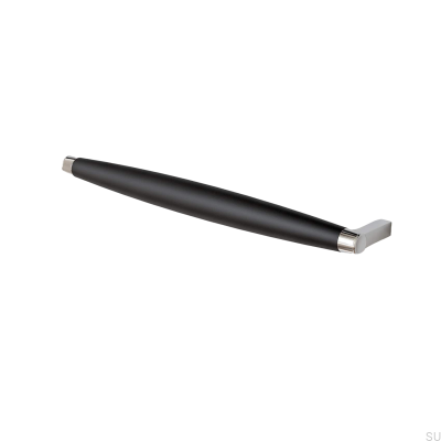 Puxador para móveis oblongo Hjo 256, metal preto mate com cromo