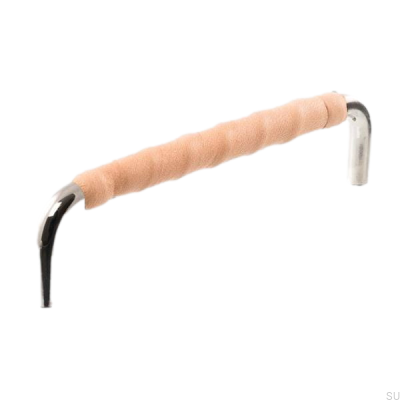 Puxador de móvel oblongo LL 7353 96 Níquel polido com couro natural