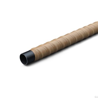  Varão de guarda-roupa Rod Wrapped 558 metal preto com couro marrom claro
