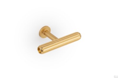 Botão para móveis T-Bar Rille Mini alumínio escovado ouro