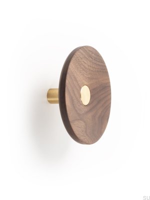 Cabide de parede Zoot 120 em madeira de nogueira com alumínio escovado dourado