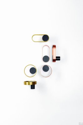 Cabide de parede Orbit 75 preto e ouro escovado