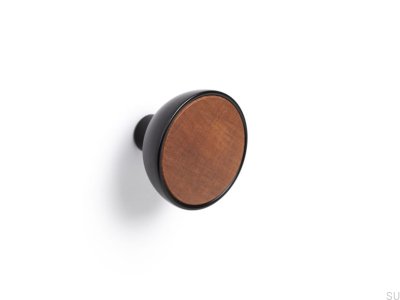 Cabide de parede Bol Black com madeira Sapeli