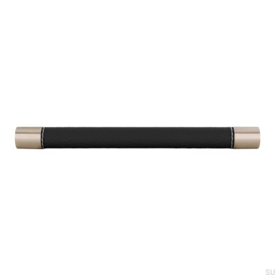Puxador de móvel oblongo H170 192 metal com couro preto