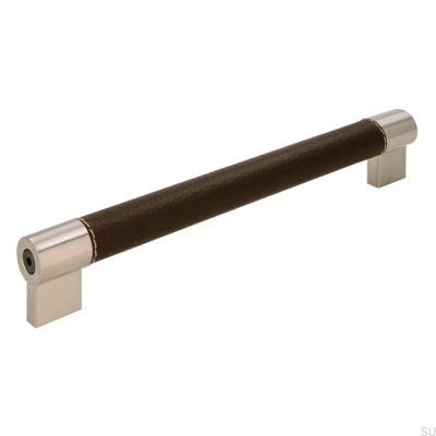 Puxador de móvel oblongo H170 192 Metal com Couro Marrom