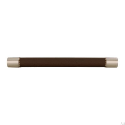 Puxador de móvel oblongo H170 192 Metal com Couro Marrom
