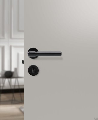 Puxador de porta padrão escandinavo Helix 200 em metal preto liso