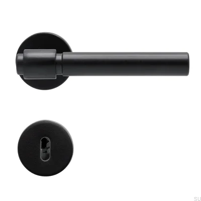 Puxador de porta padrão escandinavo Helix 200 em metal preto liso