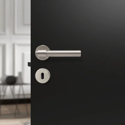 Puxador de porta padrão escandinavo Helix 200 em metal prateado liso