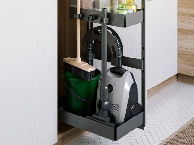Armário de limpeza Deluxe esquerdo, cinza escuro