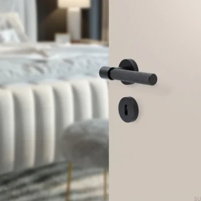 Maçaneta Helix Stripe 200, metal, preto, fechadura modular
