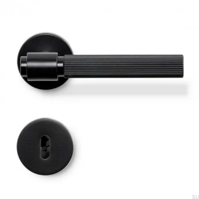 Maçaneta Helix Stripe 200, metal, preto, fechadura modular