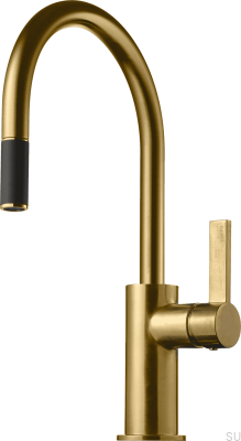 Torneira de cozinha com bico extraível ARM375 Latão Mel Ouro Escovado