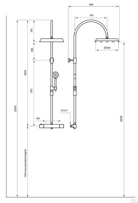 Conjunto de chuveiro ARM7300-150 Latão Preto Mate