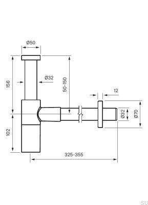 Sifão para lavatório XACC167 Latão Preto Mate