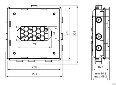 Caixa de montagem para torneira de chuveiro T BOX 2.0 Small ABS